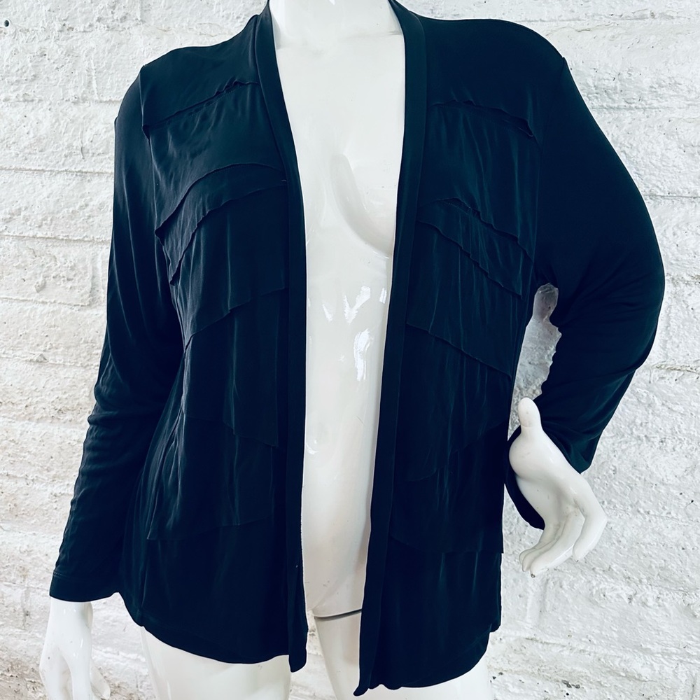 Chicos Travelers Size 3 Cardigan Black Long Sleeves Good Condition